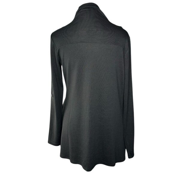Betabrand Women's NWT Black Liz Wrap Tunic Roll Tab‎ Sleeve Sweater S/C38 - Picture 4 of 13